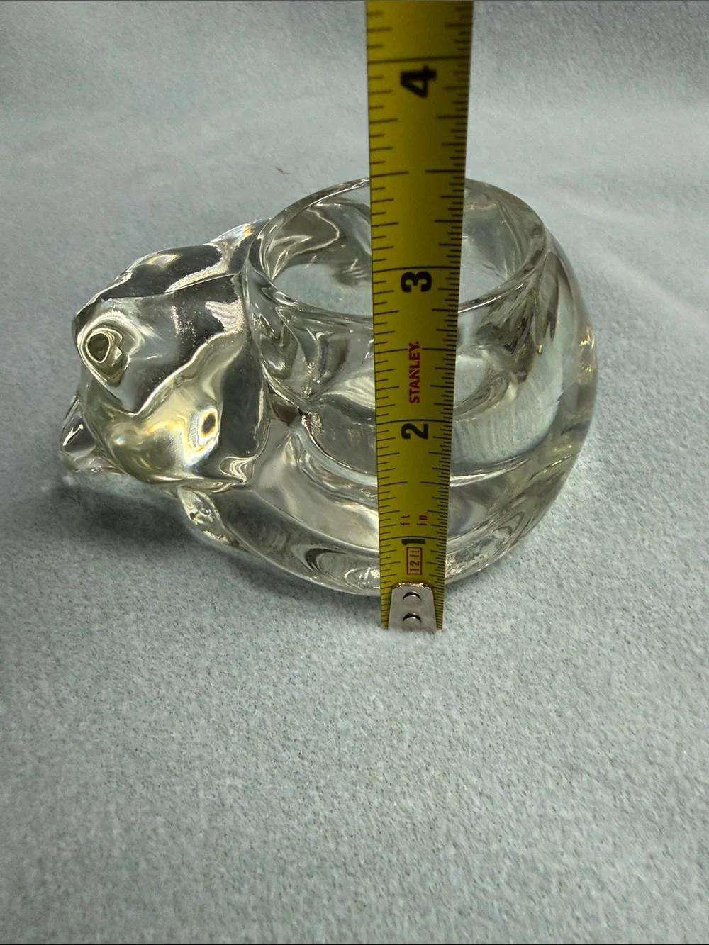 Avon Clear Glass Sleeping Cat Figurine Candle Holder by Avon